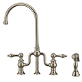 Whitehaus Bridge Faucet W/ Gooseneck Swivel Spout, Lvr Handles And Brass Side Spr WHTTSLV3-9773-NT-PN